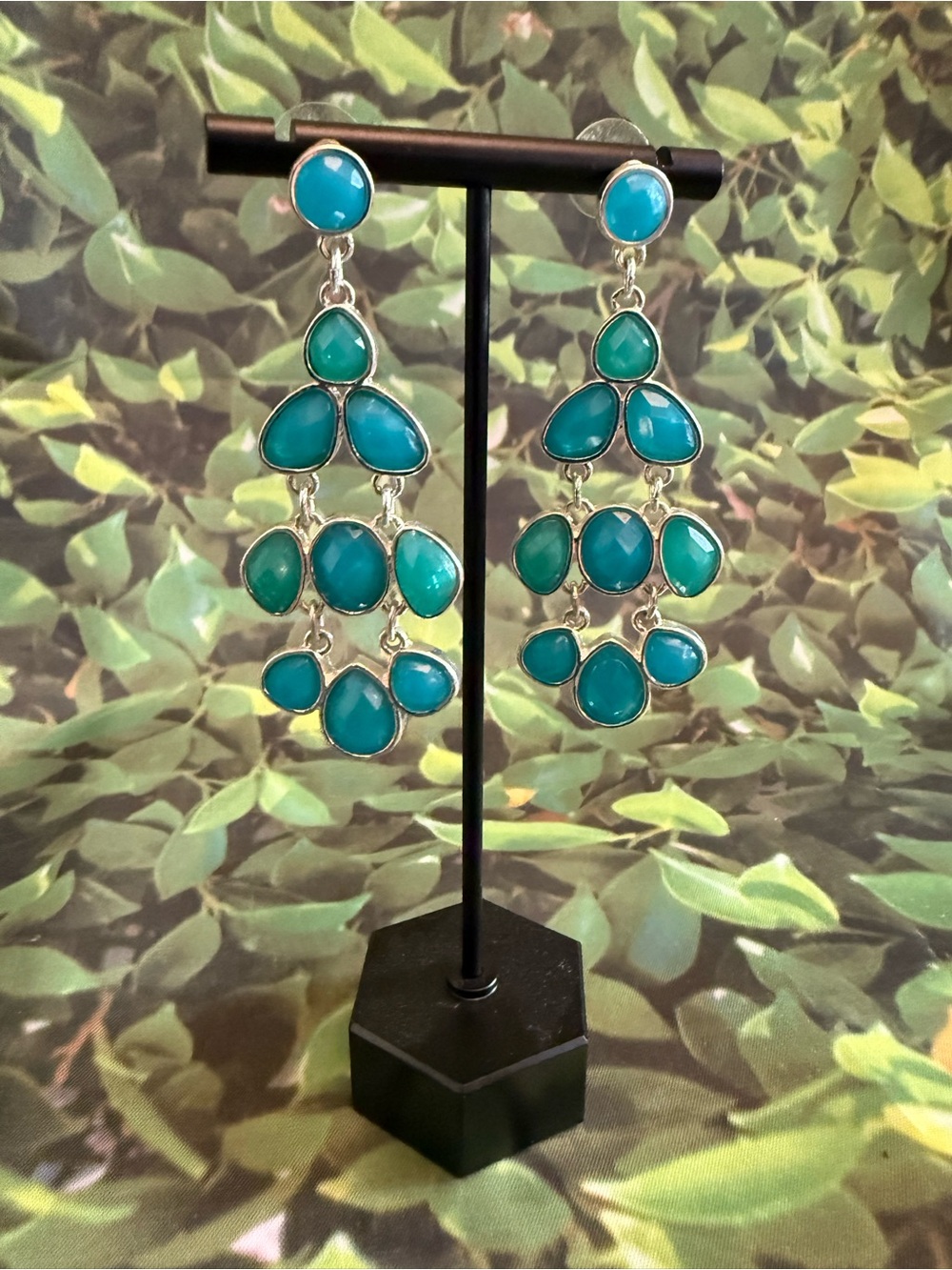 Turquoise Teardrop Cascade Dangle Earrings - Women Jewelry